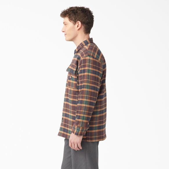 Quilted Lined Flannel - Brown Gingerbread Ivy Plaid