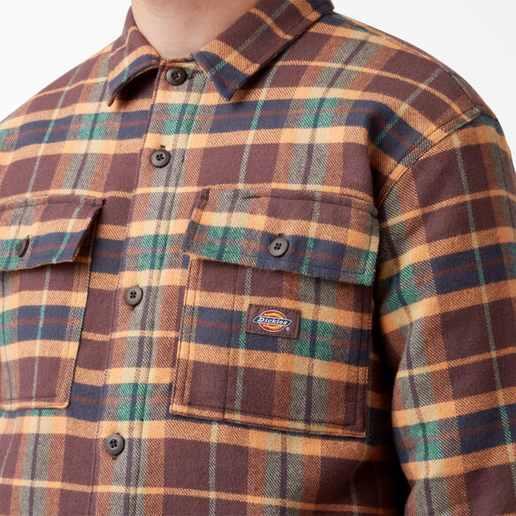 Quilted Lined Flannel - Brown Gingerbread Ivy Plaid