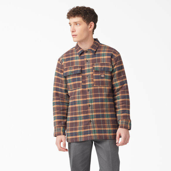 Quilted Lined Flannel - Brown Gingerbread Ivy Plaid