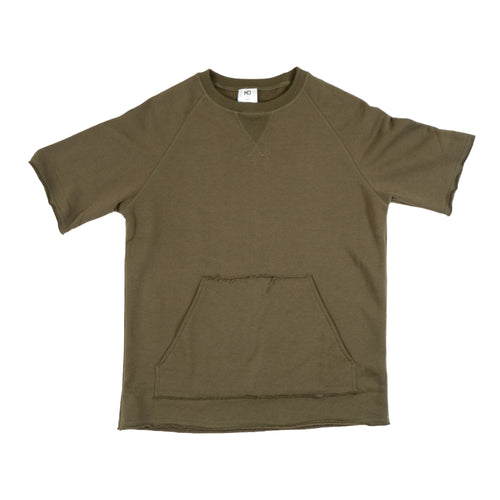 Distressed French Terry SS Top - Military Green